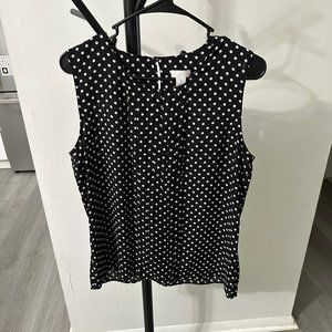 Chicos Black and White Polka Dot Sleeveless Blouse